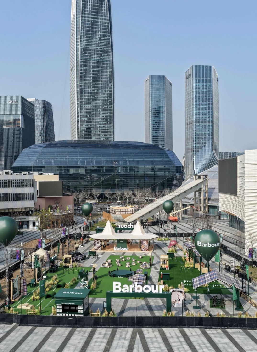 Aerial view of the Spring with Barbour event in Shanghai
