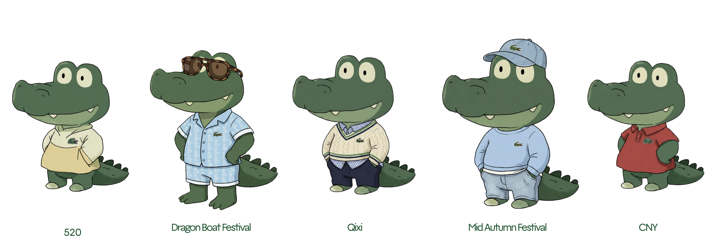 Codi character variants for 520, Dragon Boat Festival, Qixi, Mid-Autumn Festival and Chinese New Year