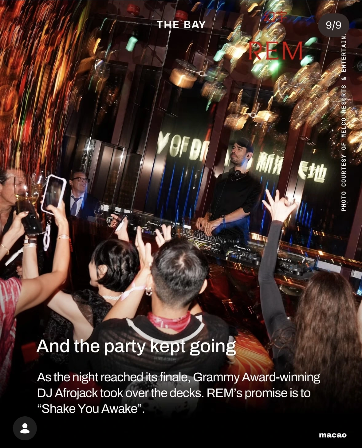 The Bay press clipping showing the DJ and crowd celebrating