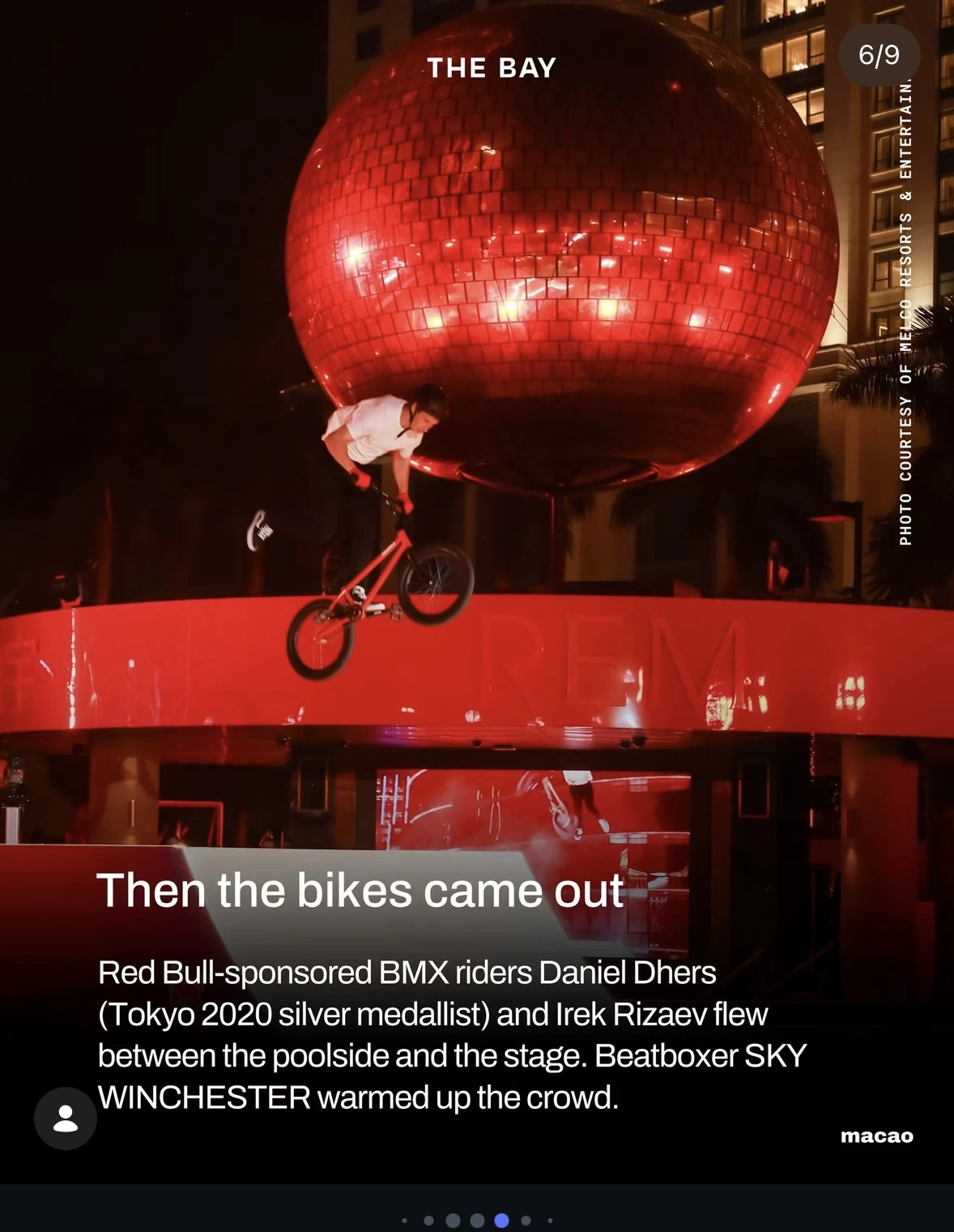 The Bay press clipping showing the BMX performance under the disco ball