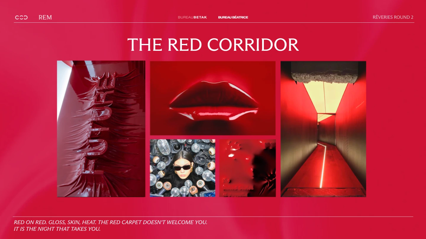 Early creative reference board for the red arrival